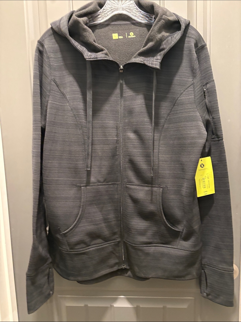 Xersion Men's Performance Full-Zip Hooded Jacket in Charcoal Gray